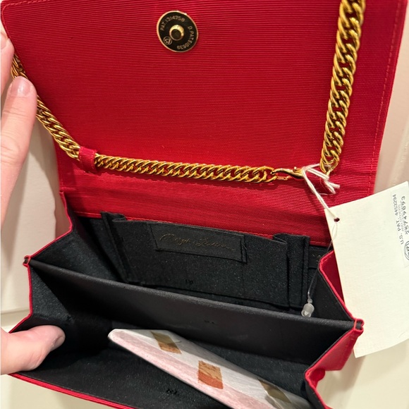 NWT Vintage Red Ralph Lauren Purse with Removable Gold Chain Strap - Picture 6 of 8